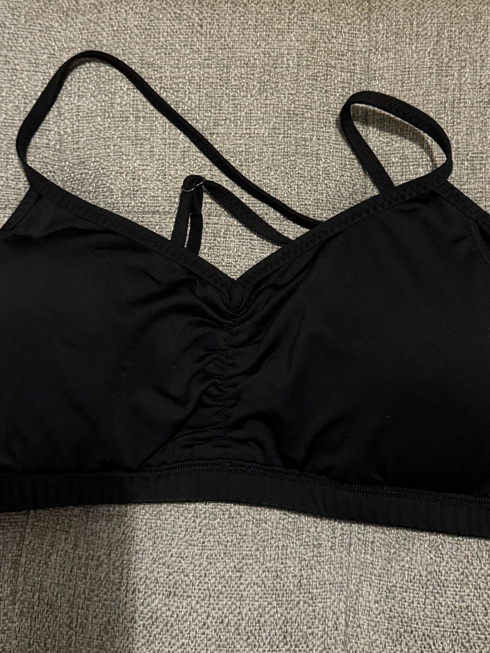 Light Support Black Ruched Bralette with Adjustable Straps
